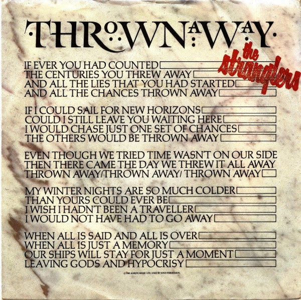 THE STRANGLERS - THROW AWAY (USADO) 7"