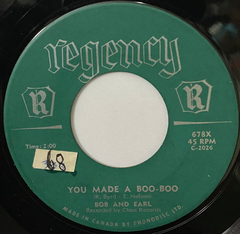 7" BOB AND EARL - YOU MADE A BOO-BOO ( RNR 1957 )